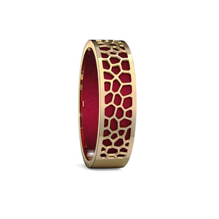 Majestic Ruby Hexagon Coral - Slim Bangle - Gold