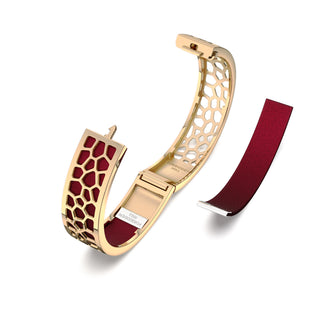 Majestic Ruby Hexagon Coral - Slim Bangle - Gold