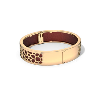 Mangosteen Red Hexagon Coral - Slim Bangle - Gold