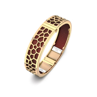 Mangosteen Red Hexagon Coral - Slim Bangle - Gold