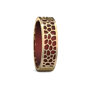 Mangosteen Red Hexagon Coral - Slim Bangle - Gold