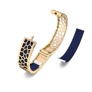 Midnight Blue Hexagon Coral - Slim Bangle - Gold