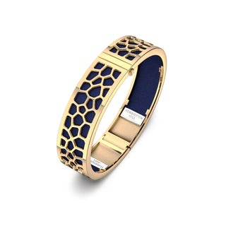 Midnight Blue Hexagon Coral - Slim Bangle - Gold