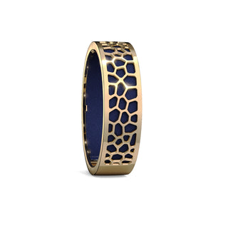 Midnight Blue Hexagon Coral - Slim Bangle - Gold