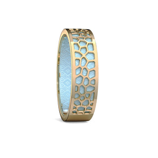 Mist Blue Hexagon Coral - Slim Bangle - Gold