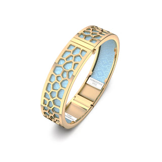 Mist Blue Hexagon Coral - Slim Bangle - Gold
