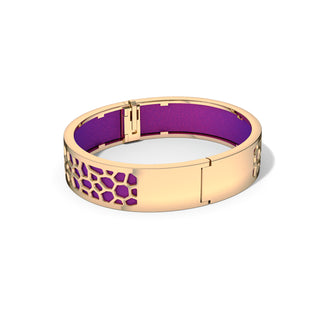 Orchid Purple Hexagon Coral - Slim Bangle - Gold