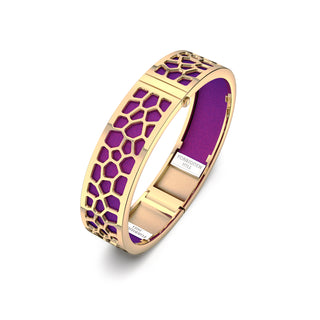 Orchid Purple Hexagon Coral - Slim Bangle - Gold