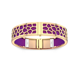 Orchid Purple Hexagon Coral - Slim Bangle - Gold
