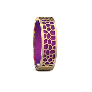 Orchid Purple Hexagon Coral - Slim Bangle - Gold