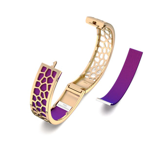 Orchid Purple Hexagon Coral - Slim Bangle - Gold