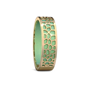 Palm Tree Green Hexagon Coral - Slim Bangle - Gold