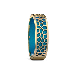 Peacock Green Hexagon Coral - Slim Bangle - Gold