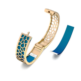 Peacock Green Hexagon Coral - Slim Bangle - Gold