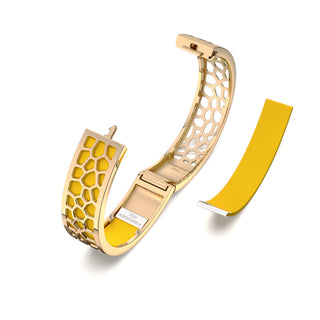 Pineapple Yellow Hexagon Coral - Slim Bangle - Gold