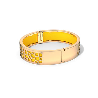 Pineapple Yellow Hexagon Coral - Slim Bangle - Gold