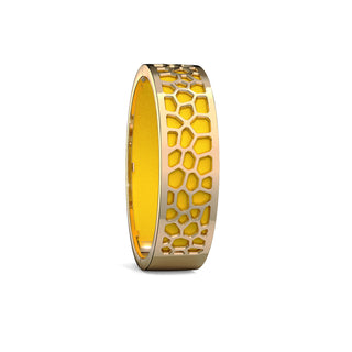 Pineapple Yellow Hexagon Coral - Slim Bangle - Gold
