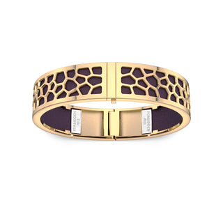 Deep Plum Hexagon Coral - Slim Bangle - Gold