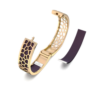Deep Plum Hexagon Coral - Slim Bangle - Gold