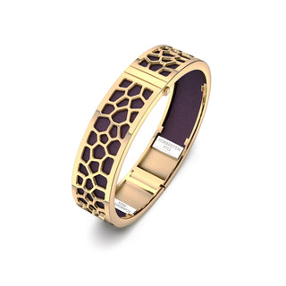 Deep Plum Hexagon Coral - Slim Bangle - Gold