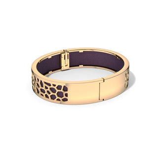 Deep Plum Hexagon Coral - Slim Bangle - Gold