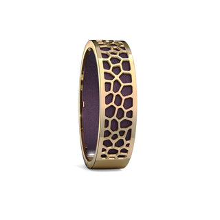 Deep Plum Hexagon Coral - Slim Bangle - Gold