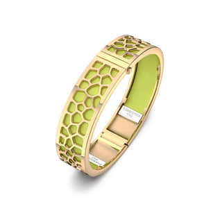 Pomelo Green Hexagon Coral - Slim Bangle - Gold
