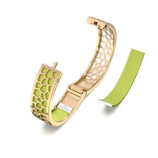 Pomelo Green Hexagon Coral - Slim Bangle - Gold