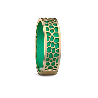 Python Green Hexagon Coral - Slim Bangle - Gold