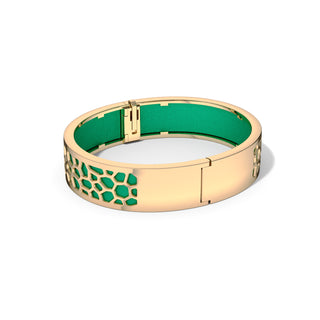 Python Green Hexagon Coral - Slim Bangle - Gold