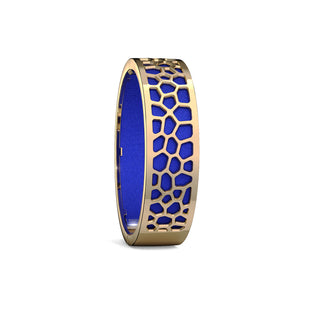 Royal Blue Hexagon Coral - Slim Bangle - Gold