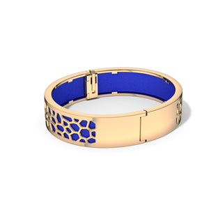 Royal Blue Hexagon Coral - Slim Bangle - Gold