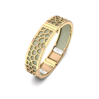 Shophouse Olive Hexagon Coral - Slim Bangle - Gold