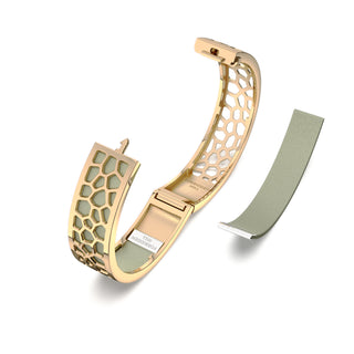 Shophouse Olive Hexagon Coral - Slim Bangle - Gold