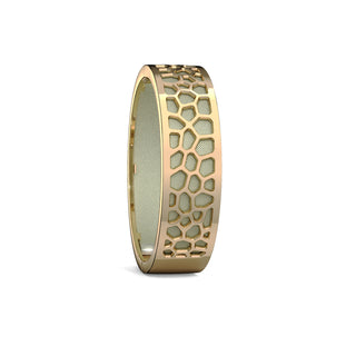 Shophouse Olive Hexagon Coral - Slim Bangle - Gold