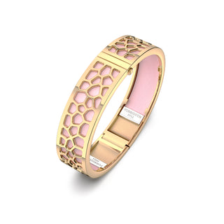 Shophouse Pink Hexagon Coral - Slim Bangle - Gold