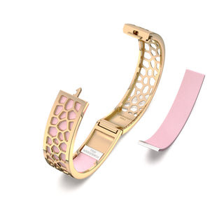 Shophouse Pink Hexagon Coral - Slim Bangle - Gold