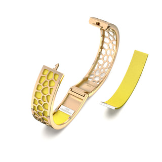 Starfruit Yellow Hexagon Coral - Slim Bangle - Gold
