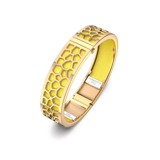 Starfruit Yellow Hexagon Coral - Slim Bangle - Gold