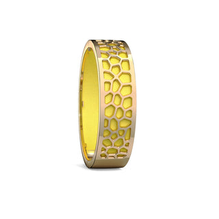 Starfruit Yellow Hexagon Coral - Slim Bangle - Gold