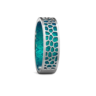 Andaman Green Hexagon Coral - Slim Bangle - Rhodium