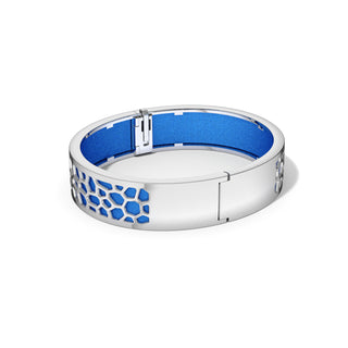 Celestial Blue Hexagon Coral - Slim Bangle - Rhodium