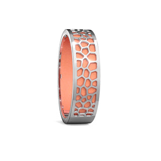 Crossandra Orange Hexagon Coral - Slim Bangle - Rhodium