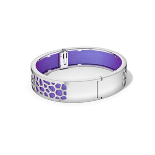 Dawn Mauve Hexagon Coral - Slim Bangle - Rhodium