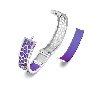 Dawn Mauve Hexagon Coral - Slim Bangle - Rhodium