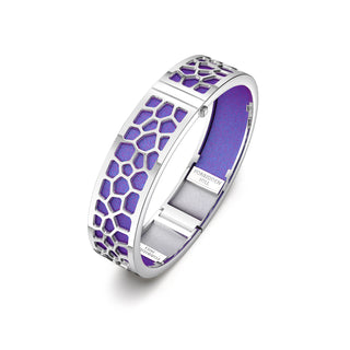 Dawn Mauve Hexagon Coral - Slim Bangle - Rhodium