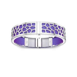 Dawn Mauve Hexagon Coral - Slim Bangle - Rhodium