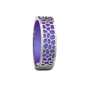 Dawn Mauve Hexagon Coral - Slim Bangle - Rhodium
