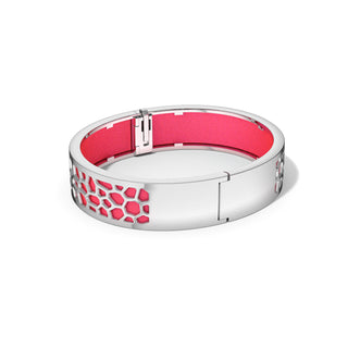 Dragonfruit Pink Hexagon Coral - Slim Bangle - Rhodium