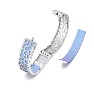 Gazebo Blue Hexagon Coral - Slim Bangle - Rhodium